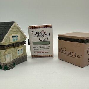 Rare lot of 3 Pampered Chef 2004 Heritage Home ,Book, Trinket Box